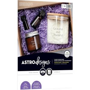 imageAstrodesigns Clear Sticker Paper 85quot x 11quot Fully Adhesive Back Permanent 7 Sheets 91050RFID