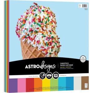 imageAstrodesigns Crafting Cardstock 12quot x 12quot 65 lb176 gsm 10Color Delightful Assortment 100 Sheets 91039