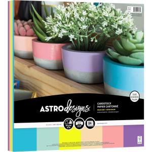 imageAstrodesigns Crafting Cardstock 12quot x 12quot 65 lb176 gsm 6Color Blooms ampamp Blossoms Assortment 84 Sheets 91813