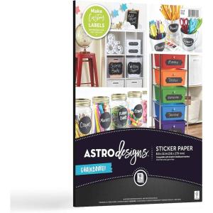 imageAstrodesigns Sticker Paper 85quot x 11quot Fully Adhesive Back White 30 Sheets 91702Black