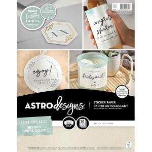 imageAstrodesigns Sticker Paper 85quot x 11quot Fully Adhesive Back White 30 Sheets 91702Metallic Champagne Pearl