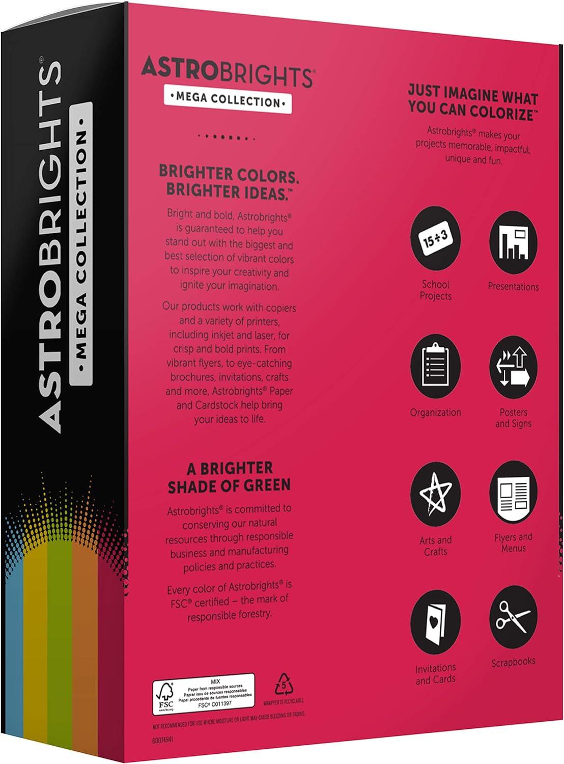 imageAstrobrights Mega Collection Colored PaperquotClassicquot 5Color Assortment 625 Sheets 24 lb89 gsm 85quot x 11quot  MORE SHEETS 916231 Ream