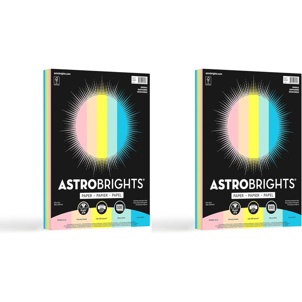 imageAstrobrights Color Paper 85quot x 11quot 24 lb89 gsm Sprinkle 5Color Assortment 300 Sheets 9400085 x 11 inches Pack of 2