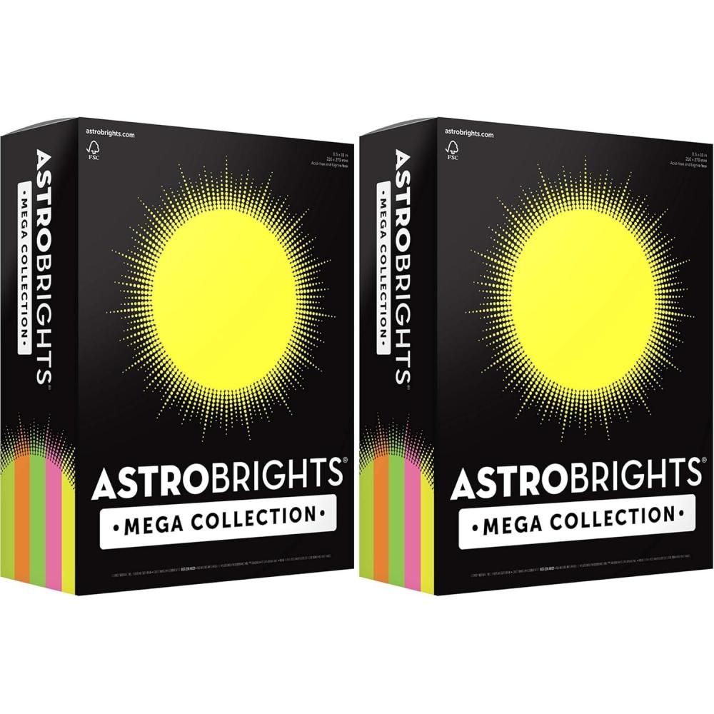 imageAstrobrights Mega Collection Colored Cardstock quotFlourescentquot 5Color Assortment 320 Sheets 65 lb176 gsm 85quot x 11quot  MORE SHEETS 917031 Ream Pack of 2