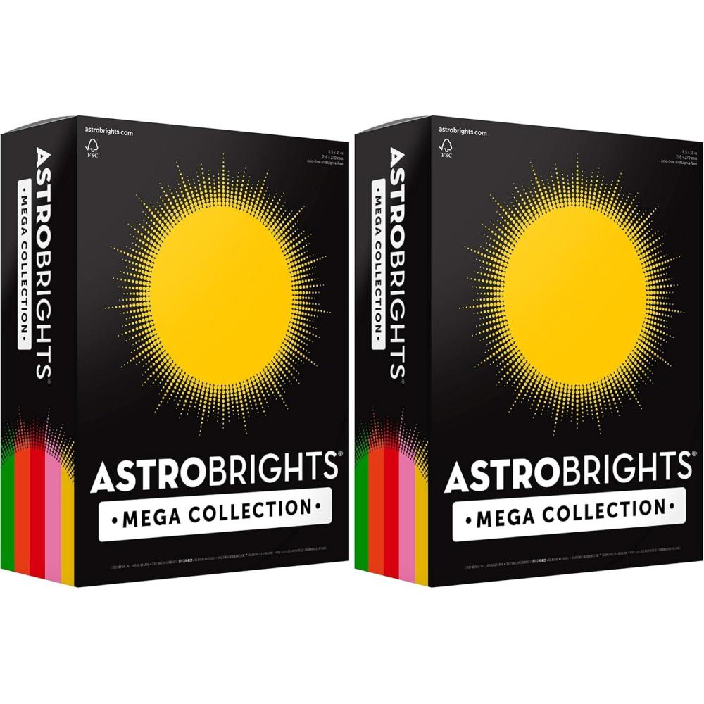 imageAstrobrights Mega Collection Colored Cardstock quotRetroquot 5Color Assortment 320 Sheets 65 lb176 gsm 85quot x 11quot 916881 Ream Pack of 2