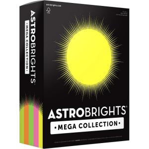 imageAstrobrights Mega Collection Colored Paper quotFluorescentquot 5Color Assortment 625 Sheets 24 lb89 gsm 85quot x 11quot  MORE SHEETS 917001 Ream