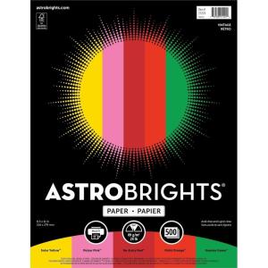 imageNeenah Astrobrights Bright Color Paper Letter Size Paper 24 lb Assorted Colors 500 Sheets812 x 11 in