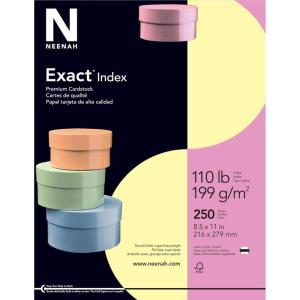 imageNeenah Exact 30 Recycled ExtraHeavyweight Index Card Stock 8 12in x 11in 110 Lb White pk Of 250 Sheets 40411Canary