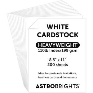 imagePremium Astrobrights White Cardstock 85quot x 11quot 110 lb Index 94 Brightness 200 Sheets  Heavyweight Astro White Card Stock for Invitations Business Cards Crafts and Printing